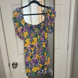 Zara corset style tie front floral dress